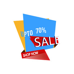Blue, orange, red boards and 70% discount. Sale banner template design, Big sale special offer. Special offer banner for poster, flyer, brochure, sticker. 70 percent discount vector illustration.