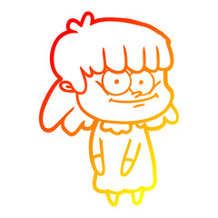 warm gradient line drawing cartoon smiling woman