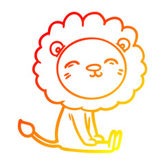 warm gradient line drawing cartoon lion