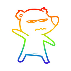 Obraz premium rainbow gradient line drawing angry bear polar cartoon pointing