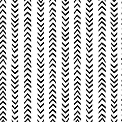 Arrows point up and down hand drawn vector seamless pattern. Checkmarks geometrical simple texture. Monochrome sketch on white background. Abstract background, backdrop textile design