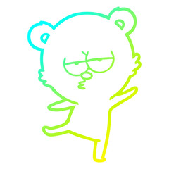 cold gradient line drawing bored bear cartoon