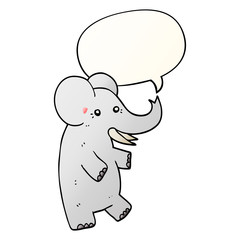 cartoon elephant and speech bubble in smooth gradient style