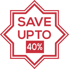 Save up to 40 percent label stock-vector