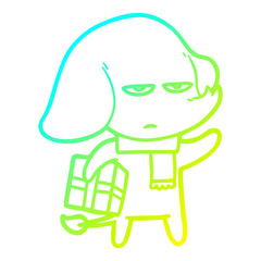 cold gradient line drawing annoyed cartoon elephant