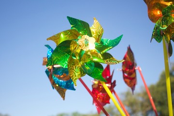 pinwheel on background of blue sky