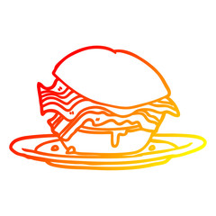 warm gradient line drawing amazingly tasty bacon breakfast sandwich with cheese