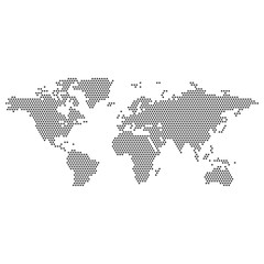 World map vector, isolated on white background. Flat Earth, gray map template for web site pattern, anual report, inphographics. Globe similar worldmap icon. Travel worldwide, map silhouette backdrop