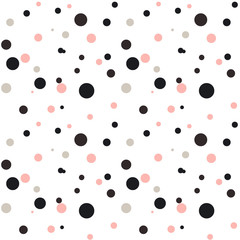 polka dot seamless vector pattern white background. Colorful polka dots background. Chaotic elements. Abstract geometric shape texture. Design template for wallpaper,wrapping, textile.