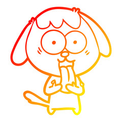 warm gradient line drawing cute cartoon dog