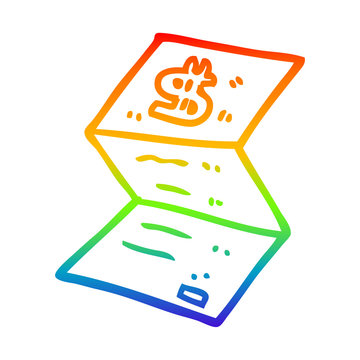 rainbow gradient line drawing cartoon legal money letter