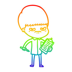 rainbow gradient line drawing cartoon boy