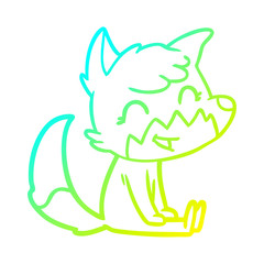 cold gradient line drawing happy cartoon fox