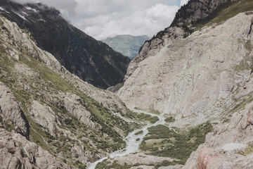 Fototapeta na wymiar View closeup river scenes in mountains, national park Switzerland, Europe