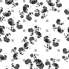 black roses seamless pattern. Hand drawn vector illustration surface design