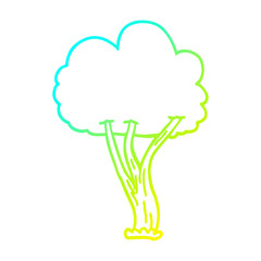 cold gradient line drawing cartoon blooming tree