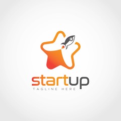 Start up icon logo design template Creative star with rocket Vector	