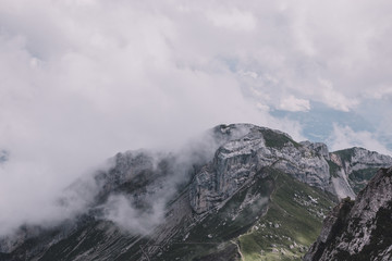 Panorama view of mountains scene from top Pilatus Kulm in Lucerne