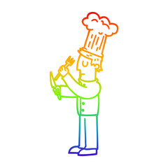 rainbow gradient line drawing cartoon talented chef