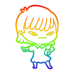 rainbow gradient line drawing cartoon woman