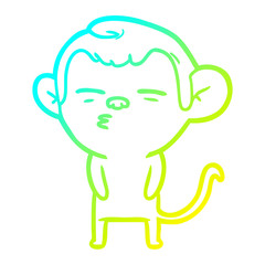 cold gradient line drawing cartoon suspicious monkey