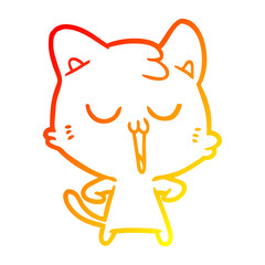 warm gradient line drawing cartoon cat singing