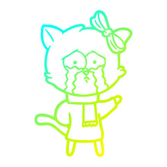 cold gradient line drawing cartoon cat