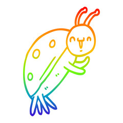 rainbow gradient line drawing cute cartoon ladybug