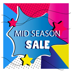 Colorful background with yellow, blue, red, cyan colors. Sale banner template design. Big sale special offer. Special offer banner for poster, flyer, brochure, sticker. Colored Vector illustration.