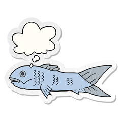 cartoon fish and thought bubble as a printed sticker