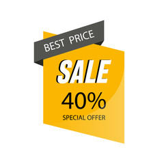 Orange and gray abstract elements with 40% Sale banner template design. Big sale special offer. 40 percentage Special offer banner for poster, flyer, brochure, sticker. Vector illustration.