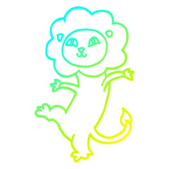 cold gradient line drawing cartoon lion