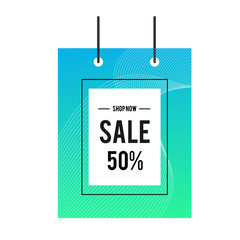 50% discount frame on blue liquid background. Sale banner template design. Big sale special offer. 50% Special offer vector illustration can be use banner, poster, flyer, brochure, sticker.