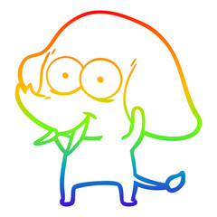Obraz premium rainbow gradient line drawing happy cartoon elephant