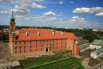 Naklejka na ściany i meble Zamek Królewski w Warszawie - widok z wieży kościoła Świętej Anny