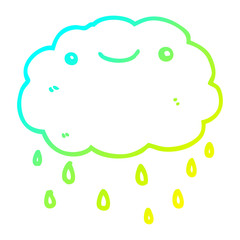 cold gradient line drawing cartoon cloud