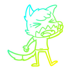 cold gradient line drawing angry cartoon fox