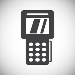 Pos terminal icon on background for graphic and web design. Simple illustration. Internet concept symbol for website button or mobile app.