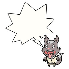 cartoon halloween werewolf and speech bubble