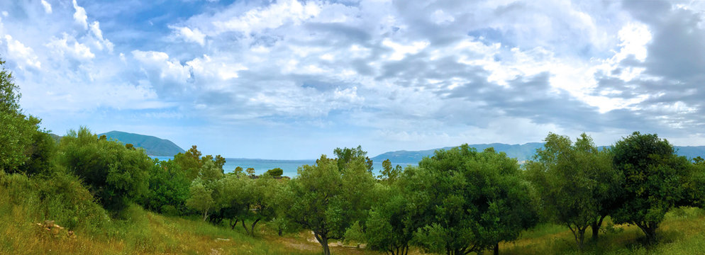 Dramatic view of the coast of Vlora from the hills of the Ancient City of Oric