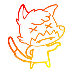 warm gradient line drawing cartoon dead fox