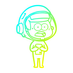 cold gradient line drawing cartoon surprised astronaut