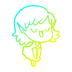 cold gradient line drawing cartoon elf girl