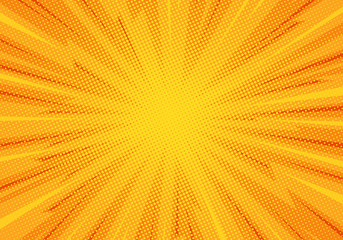 Comic pop art background lightning blast halftone dots.