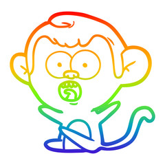 rainbow gradient line drawing cartoon shocked monkey