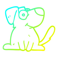 cold gradient line drawing cartoon happy dog