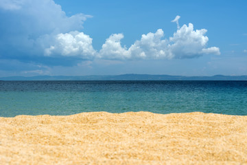 Summer beach background. Sand, sea and sky