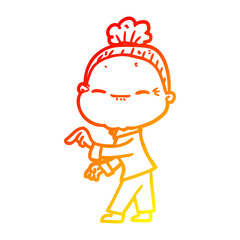 Fototapeta premium warm gradient line drawing cartoon peaceful old woman