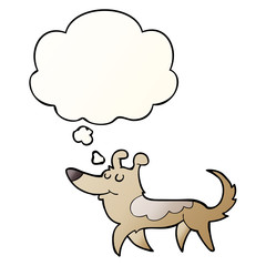 cartoon dog and thought bubble in smooth gradient style