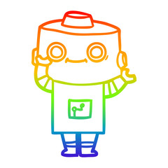 rainbow gradient line drawing cartoon robot